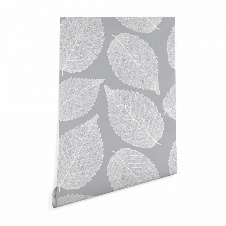 Gray leaf wallpapr - Peel and Stick or Non-Pasted