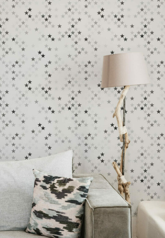 Gray star peel stick wallpaper
