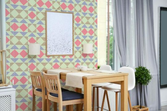 Bright geometric peel and stick removable wallpaper