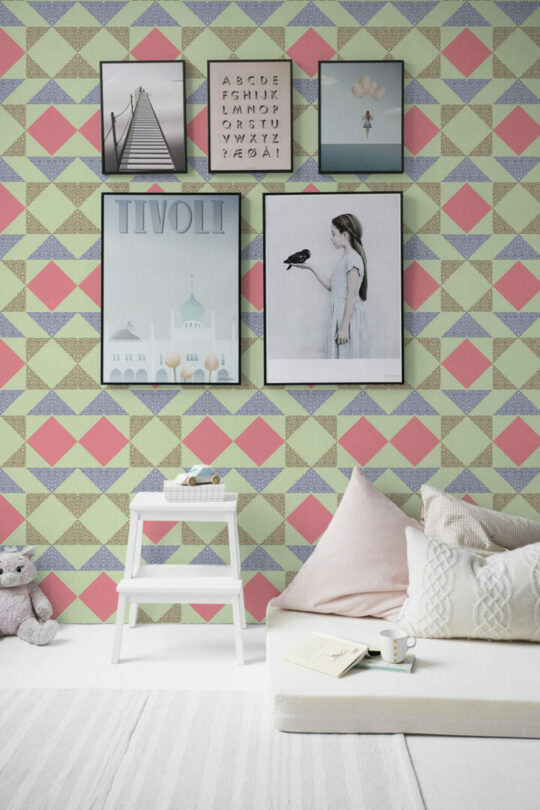 Bright geometric sticky wallpaper