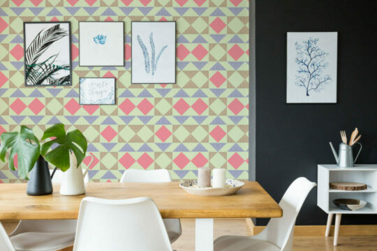 Bright geometric self adhesive wallpaper