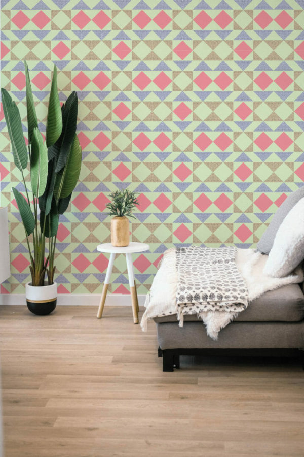 Bright geometric peel stick wallpaper