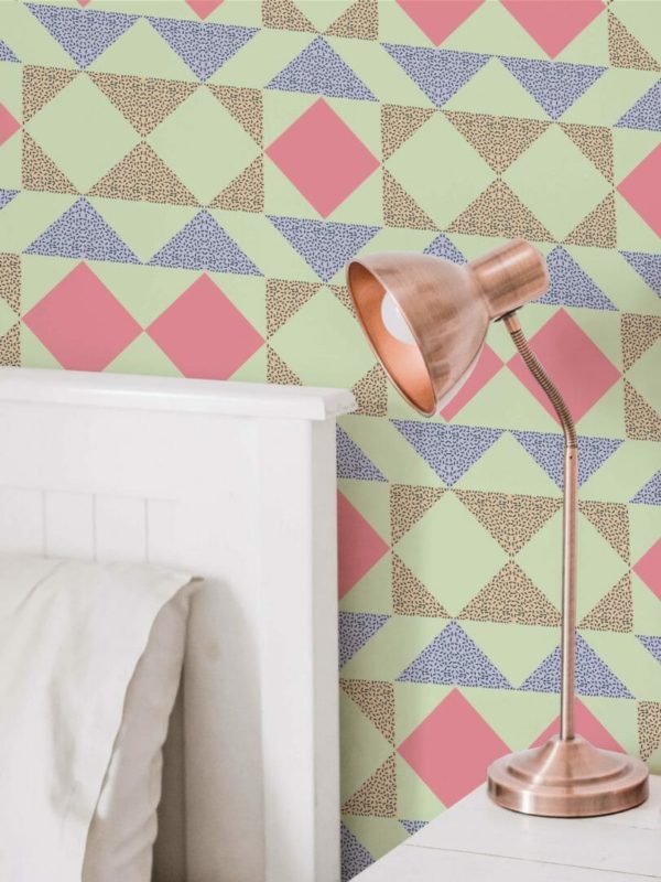 Bright geometric peel and stick wallpaper