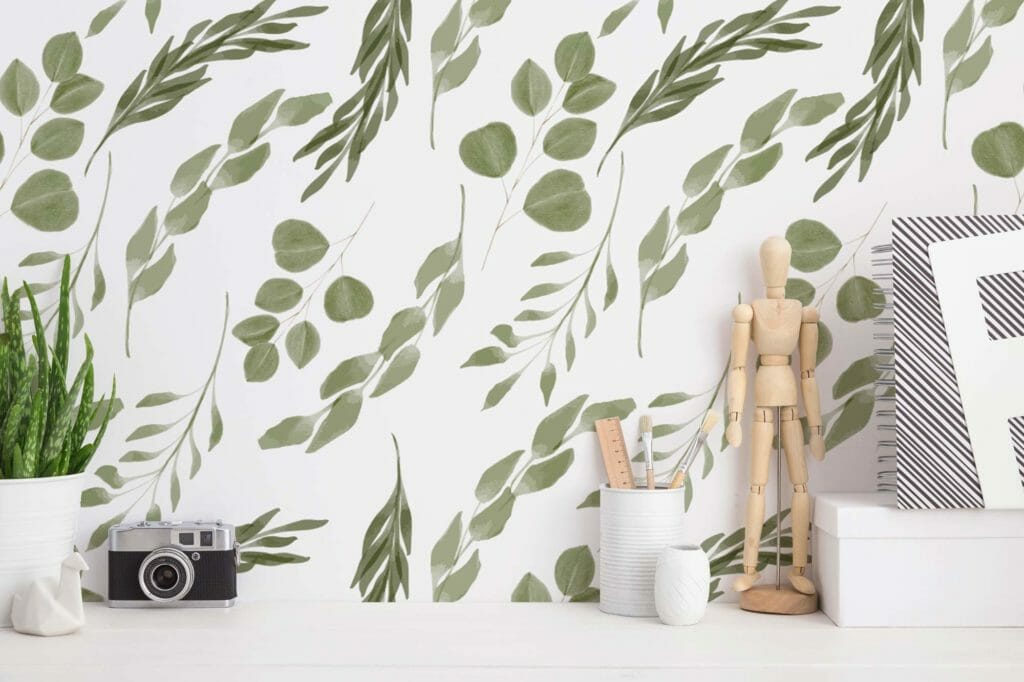 Green leaf wallpaper - Fancy Walls