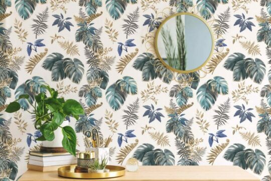 Lush tropical leaf sticky wallpaper