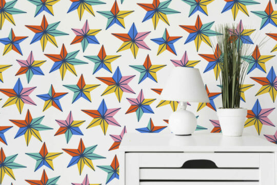 Multicolor star peel and stick removable wallpaper