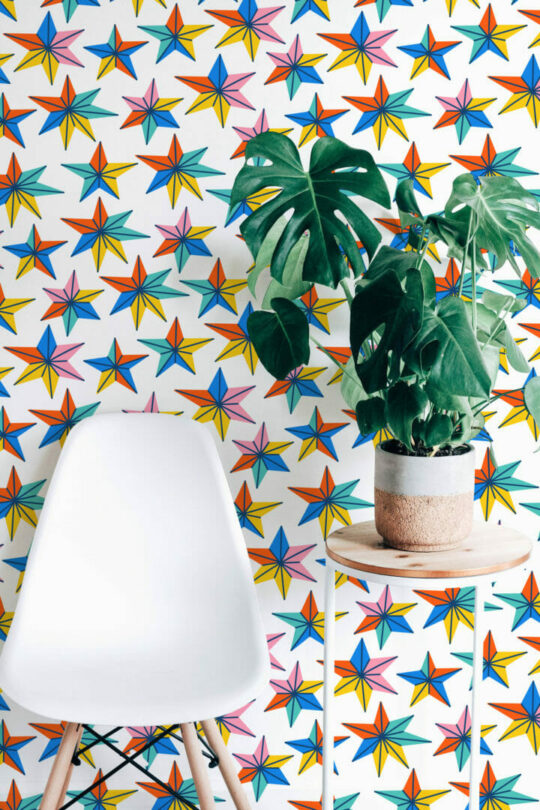 Multicolor star wallpaper for walls