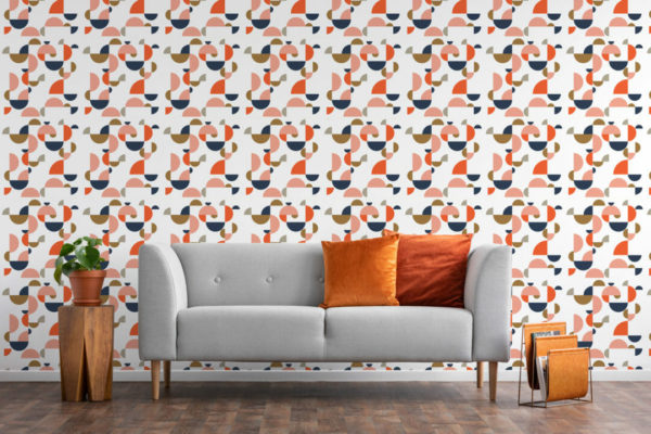 Abstract geometric circles peel and stick removable wallpaper