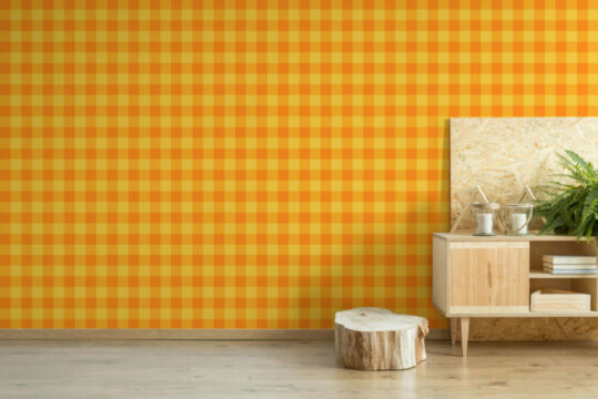 Orange and yellow check wallpaper for walls