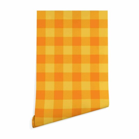 Orange and yellow check wallpaper peel and stick