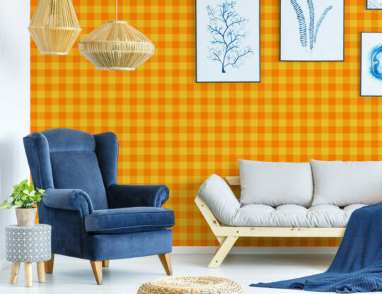 Orange and yellow check temporary wallpaper