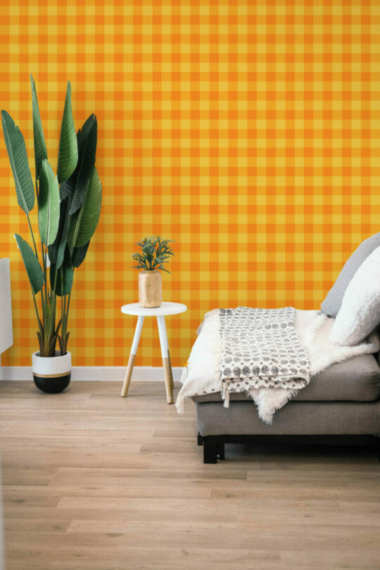 Orange and yellow check sticky wallpaper