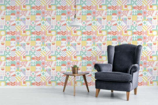 Pastel geometric wallpaper peel and stick