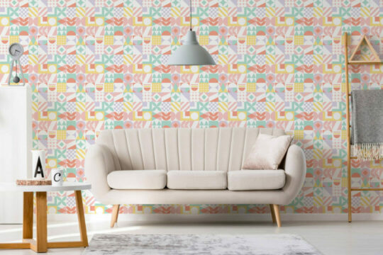 Pastel geometric peel stick wallpaper