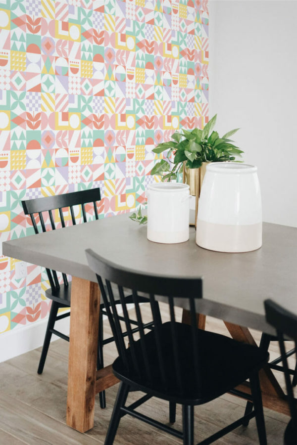 Pastel geometric peel and stick removable wallpaper