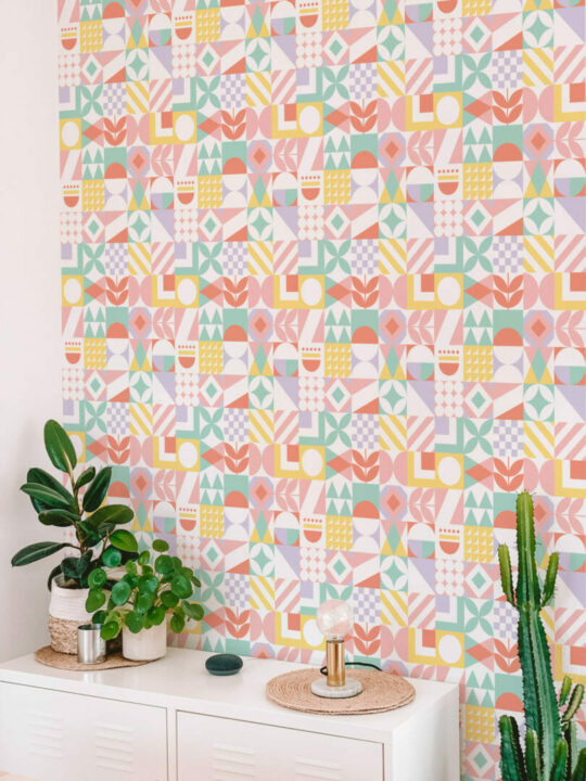 Pastel geometric sticky wallpaper