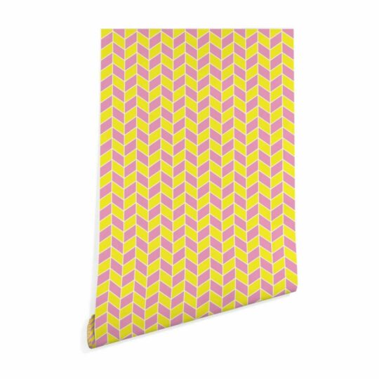 Pink and yellow chevron wallpaper peel and stick