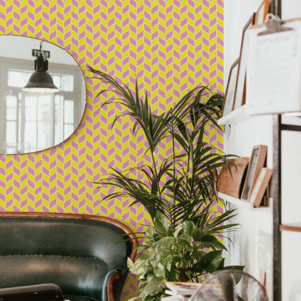 pink and yellow chevron removable wallpaper