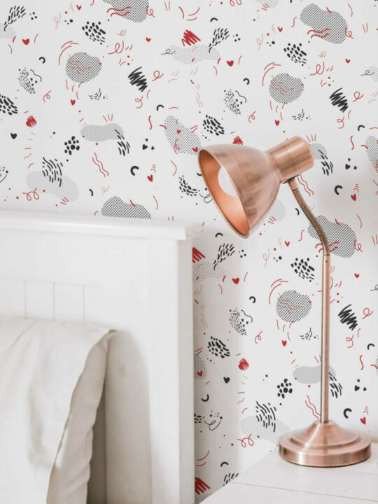 Abstract doodle peel and stick removable wallpaper