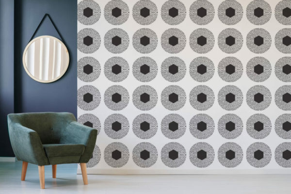 Honeycomb circles stick on wallpaper