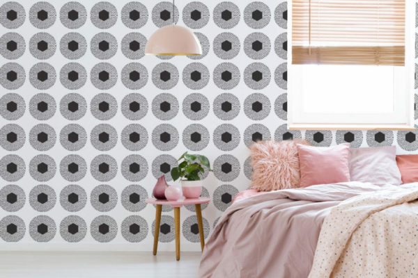 Honeycomb circles peel and stick removable wallpaper