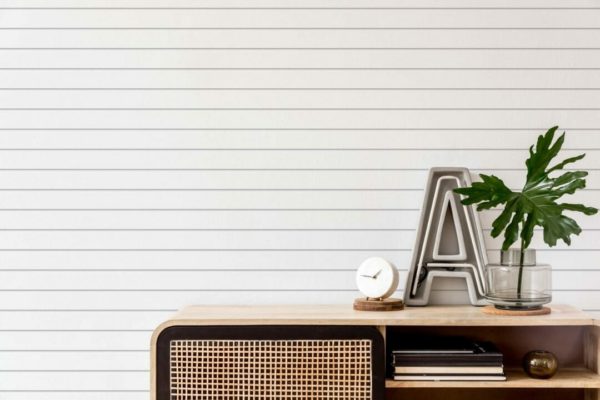 White striped peel and stick removable wallpaper