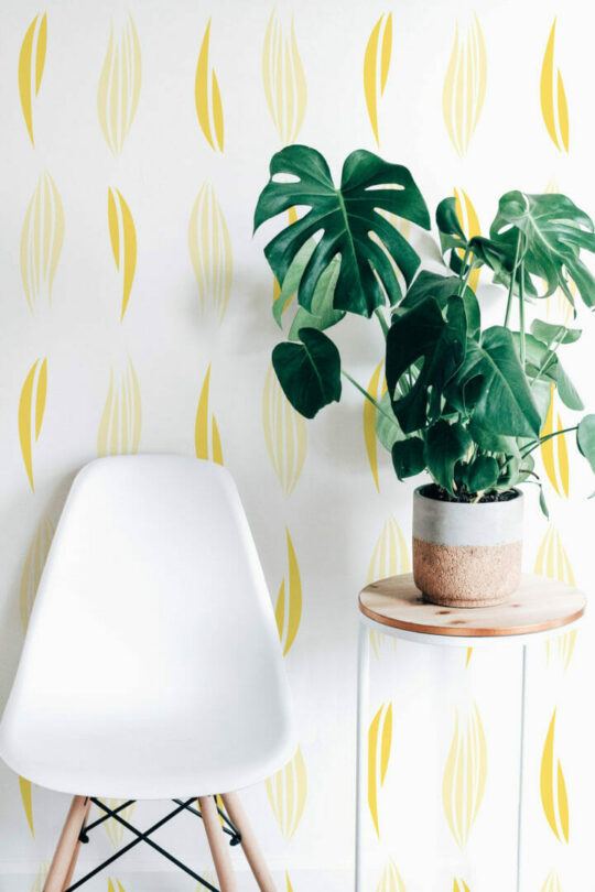 Yellow leaf peel stick wallpaper