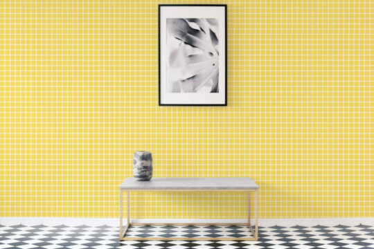 Yellow gingham peel and stick removable wallpaper