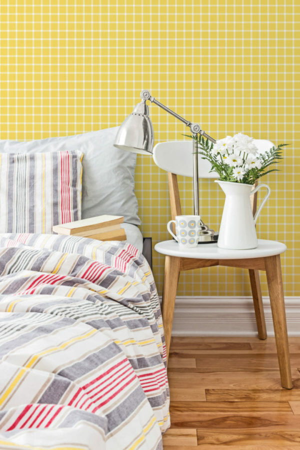 Yellow gingham wallpaper for walls
