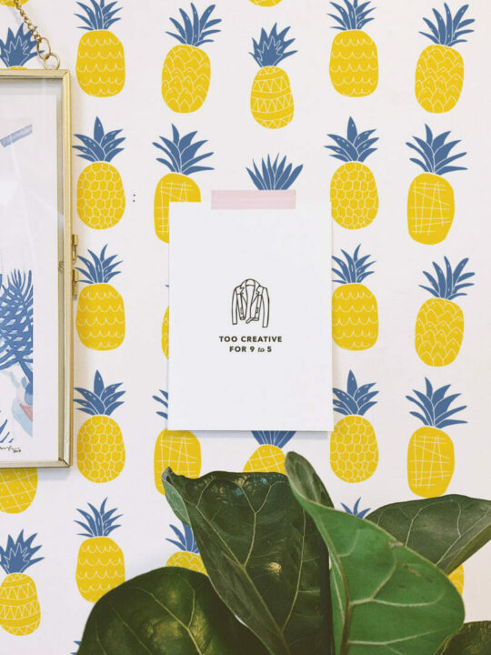 Pineapple peel and stick wallpaper