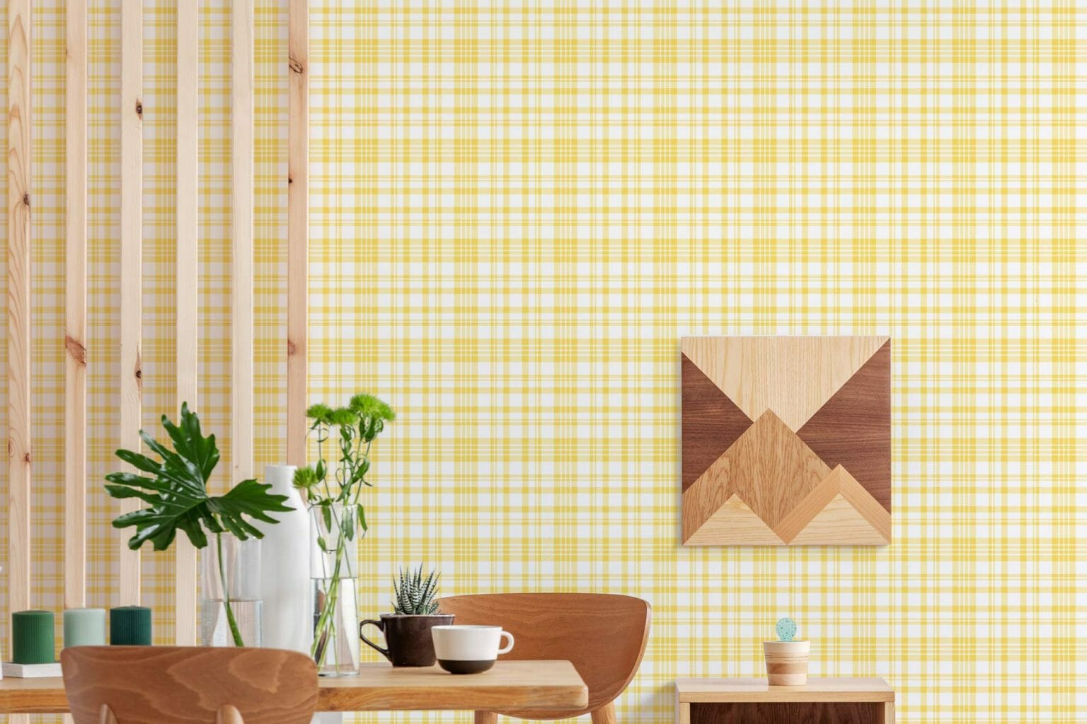 Yellow plaid wallpaper | Fancy Walls