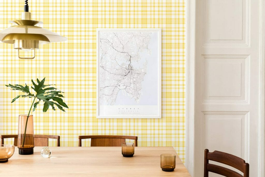 Yellow plaid wallpaper | Fancy Walls