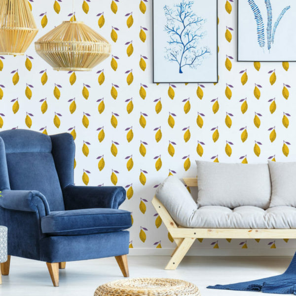 yellow tropical lemon adhesive wallpaper