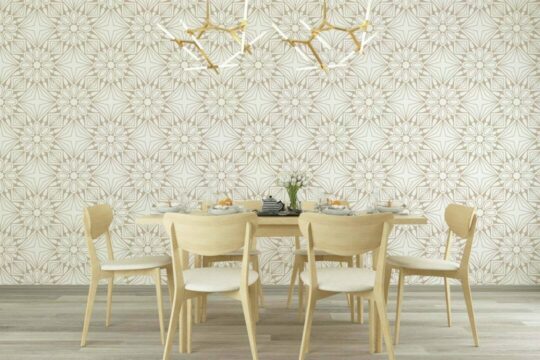 Beige geometric floral peel stick wallpaper
