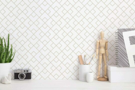 Geometric square wallpaper peel and stick