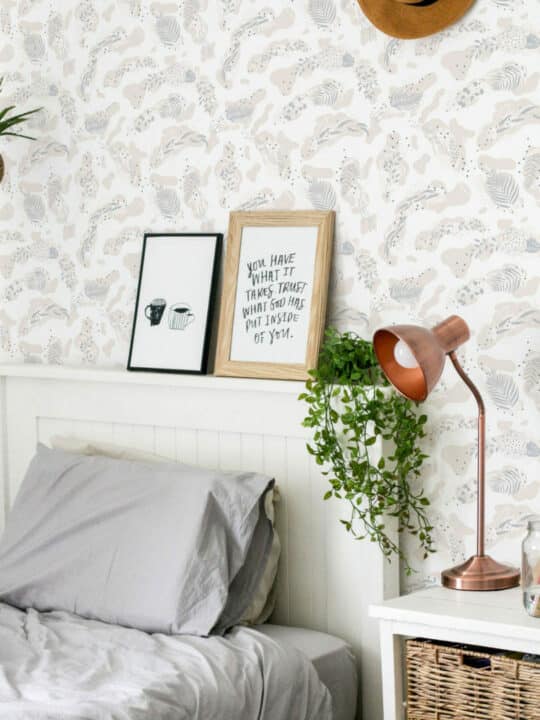 Beige boho leaf temporary wallpaper