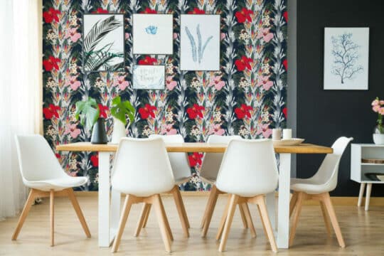 Tropical flower stick on wallpaper