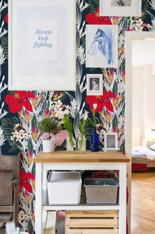 Tropical flower self adhesive wallpaper