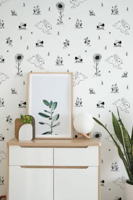 Bunny nursery stick on wallpaper