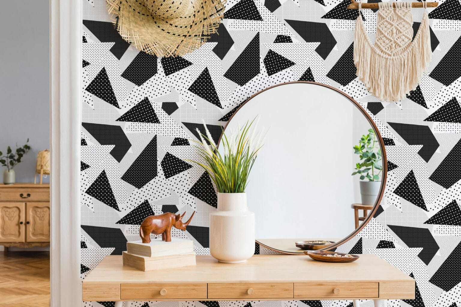 Abstract geometric pattern wallpaper peel and stick textile Fancy Walls