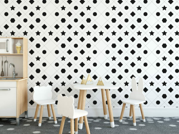 Geometric figures tile peel and stick wallpaper