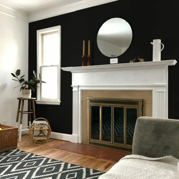 Black solid color peel and stick removable wallpaper