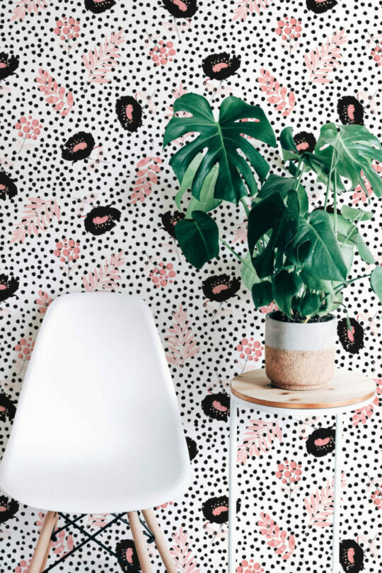 Dotted floral sticky wallpaper