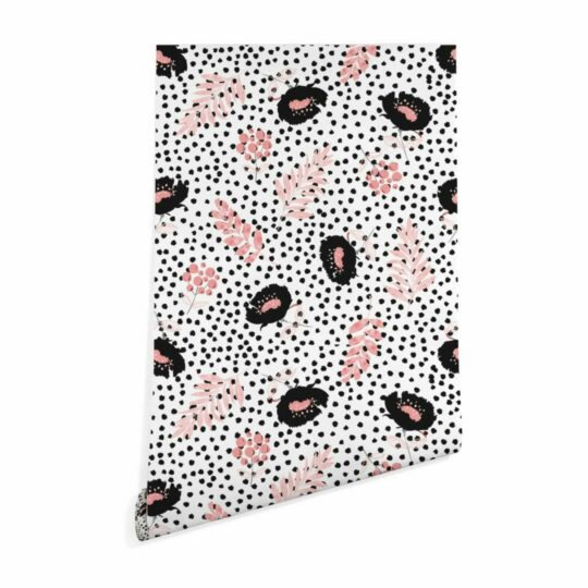Dotted floral wallpaper peel and stick