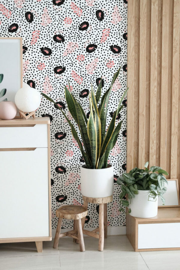 Dotted floral peel stick wallpaper