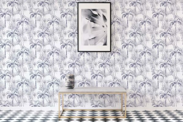 Blue palm tree self adhesive wallpaper