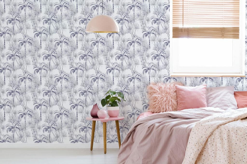 Blue palm tree wallpaper | Fancy Walls