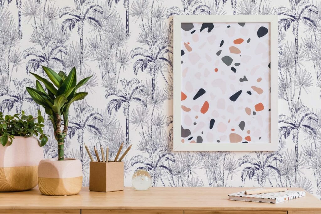 Blue palm tree wallpaper | Fancy Walls