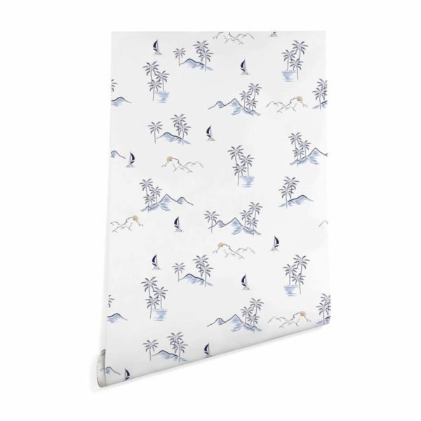 Blue tropical wallpaper peel and stick
