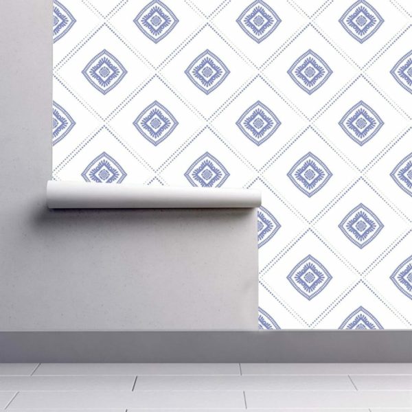 Blue tile peel and stick removable wallpaper